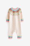 % 100 Pamuklu Bright Fairisle Romper