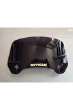 MOTOCAM Rüzgar Saptırıcı Deflektör Camı 3 Delikli 33x15cm Tırtıklı Siyah Renkli   (APARATSIZDIR)