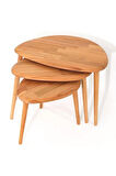 Fawdecor Naturel Masif Doğal Tekli, 2'li, 3'lü Zigon Sehpa Set, Modern Masif Yan Sehpa 3'lü