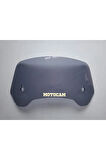 MOTOCAM Rüzgar Saptırıcı Deflektör Camı 3 Delikli 33x15cm Yuvarlak Füme Renkli   (APARATSIZDIR)