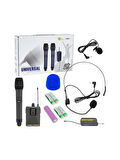 Uhf 1 El + 1 Yaka + Ekranlı Kablosuz Telsiz Mikrofon