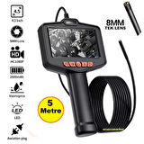  4.3 İnç Ekran 5 Metre Endüstriyel Endoskop HD Yılan Kamera (Tek Lens 8 LED Işık)