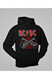 AC DC I Wanna Rock & Roll Baskılı Unisex Oversize Rock Metal Hoodie