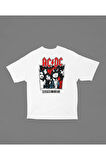 Müzik Grubu Rock Metal Highway To Hell Baskılı Unisex Tişört, Oversize AC DC Tişört