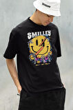 Smilley Forget Your Problem Baskılı Unisex Oversize Gülen Yüz Tişört