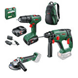 Bosch Easyimpact 18V-40 2x2.0 Ah + UniversalGrind 18V-75 + Universalhammer 18V + Sırt Çantası