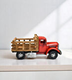 Auto Petit Metal Retro Çiftlik Kamyonu – Ahşap Tepsili Dekoratif Süs (42 cm)