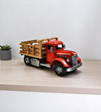 Auto Petit Metal Retro Çiftlik Kamyonu – Ahşap Tepsili Dekoratif Süs (42 cm)