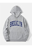 Brooklyn Baskılı Kapüşonlu Sweatshirt