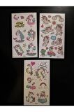 3 Sayfa Unicorn Çocuk Model-1 Geçici Dövme