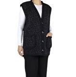 KADIN ÖNÜ DÜĞMELİ CEPLİ KALIN KIŞLIK KISA YELEK