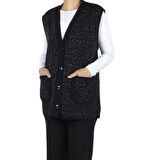 KADIN ÖNÜ DÜĞMELİ CEPLİ KALIN KIŞLIK KISA YELEK