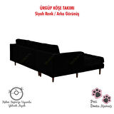 Ürgüp Siyah Modern Rahat Köşe Takımı Yumuşak Sünger Yüksek Ayak Pati Dostu Baby Face Kumaş Pofuduk Sol Köşe