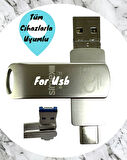 Type C Flash Bellek Xiaomi Redmi Oppo Vivo Samsung Uyumlu 128 Gb Otg Usb TypeC Flash Bellek Disk 
