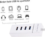  Çok Amaçlı 4 Port Girişli Güçlü Usb 3.0 Port Çoklayıcı Hızlı Aparatı  Beyaz 