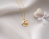 925 Ayar Papatya Silver ay güneş kolye.incili kolye.rose.gold.rodaj