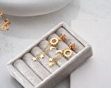 925 ayar papatya silver gökyüzü küpesi<rose,gold,rodaj>güneş,ay,yıldız