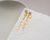 925 ayar papatya silver gökyüzü küpesi<rose,gold,rodaj>güneş,ay,yıldız