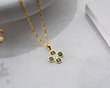 925 ayar kişiye özel pırlanta  yonca  kolye<rose,gold,rodaj<