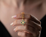 925 ayar kişiye özel pırlanta  yonca  kolye<rose,gold,rodaj<