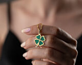 925 ayar pırlanta yonca kolye<rose,gold,rodaj<gümüş kolye