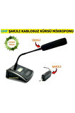 UHF TELSİZ KABLOSUZ KÜRSÜ MİKROFONU (ŞARJLI - IŞIKLI - YÜKSEK KALİTE SES)