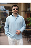 Erkek Relax Fit Muslin/Keten Gömlek