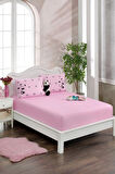 100x200 Pembe Panda  1 Adet Yastık Kılıflı Lastikli Çarşaf