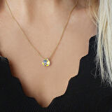 Vaoov 925 Ayar Gümüş Damla Şampanya Rengi Swarovski Taşlı Kolye