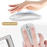 Tablet Bilgisayar Uyumlu Şarjlı Rgb 2.4ghz Kablosuz Bluetooth Mouse Sessiz Tıklama Dual Mode Slim