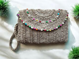 El Yapımı Boncuklu Kadın Porföy Clutch El Çantası
