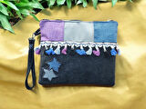 El Yapımı İşlemeli Kadın Portföy Clutch El Çantası 