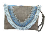 El Yapımı İnci Boncuk İşlemeli Kadın Portföy Clutch El Çantası
