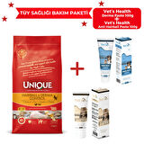Unique Cat Hairball&Derma Control 2kg + Vet's Health Derma Paste 100g + Vet's Health Anti-hairball Paste 100g