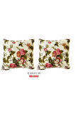 Kırlent Yastık Dolgulu Fermuarlı Vip Yastık 2 Adet-43x43 Cm(ingiliz Gülü)