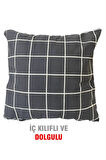 Kırlent Yastık Dolgulu Fermuarlı Vip Yastık 1 Adet-43x43 Cm(gri Pano)