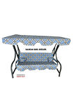 Süngersiz Tenteli Salıncak Kumaş Seti 3 KİŞİLİK 162x48 Cm MAVİ EKOSE