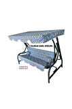 Süngersiz Tenteli Salıncak Kumaş Seti 3 KİŞİLİK 162x48 Cm MAVİ EKOSE