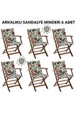 Sandalye Minderi 6 Adet Arkalıklı Büyük Fermuarlı Yıkanabilir Ingiliz Gülü