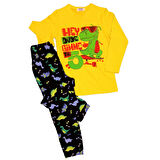 Desenli Uzun Kolu Pantolonlu Erkek Çocuk Pijama Takımı 3101