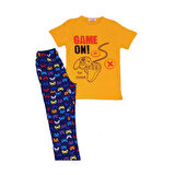 Desenli Kısa Kolu Pantolonlu Erkek Çocuk Pijama Takımı 3205