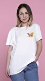 Oversize Beyaz %100 Pamuk Süprem Bisiklet  Baskılı  T-Shirt