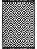 Voho Tekstil Piramit Desen Siyah & Beyaz Çift Taraflı Kilim & Yolluk