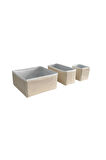 3'lü Çekmece İçi Çamaşır Düzenleyici Çocuk Odası Katlanır Saklama Kutusu Organizer Set-BEJ DERİ