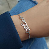 925 Ayar Gümüş Kişiye Özel İsimli Kelebek Bileklik