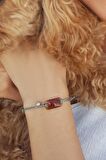 Kahverengi Swarovski Taşlı Gümüş Bileklik