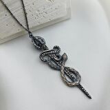 Vaoov 925 Ayar Gümüş Yılanlı Kılıç Kolye