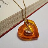 Vaoov Turuncu Swarovski Taşlı Gümüş Kolye