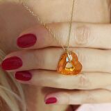 Vaoov Turuncu Swarovski Taşlı Gümüş Kolye