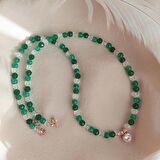Vaoov 925 Ayar Gümüş Yeşil Jade Taşlı Tektaş Kolye